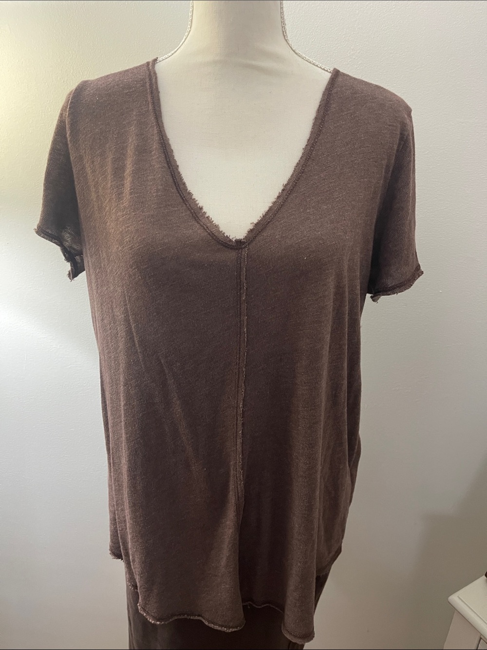 Project Social T Brown Short-Sleeve Deep V Tee
